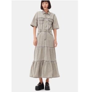 Ganni Gray Denim Maxi Dress